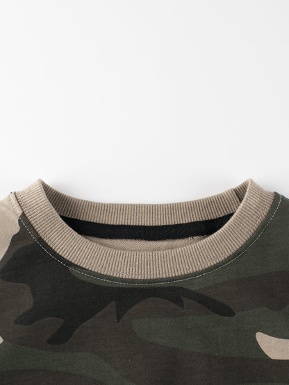 Baby Boy Kids Camouflage Pattern Crew Neck Long Sleeves Warm Cozy Pullover