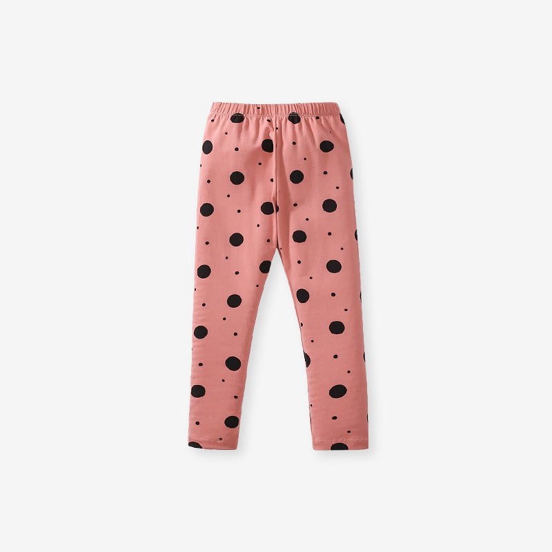 Spring and Autumn Girls Cartoon Rabbit and Balloon Pattern Long Sleeves Crew Neck Top Sweatshirt and Polka Dots Pants Clothing Set