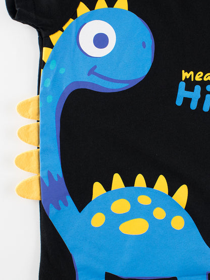 Boys’ Dinosaur Cartoon Design T-Shirt In European And American Style