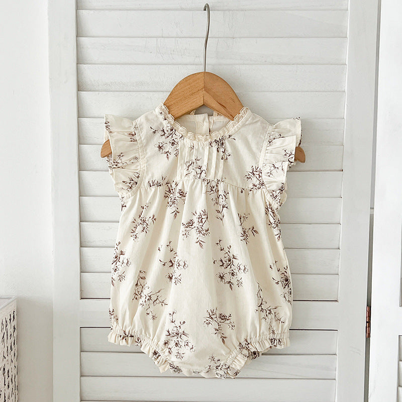 Conjunto de verano para niñas y bebés con estampado floral de enredaderas, sin mangas, cuello redondo y vestido para niñas: conjunto a juego de princesa y hermana 