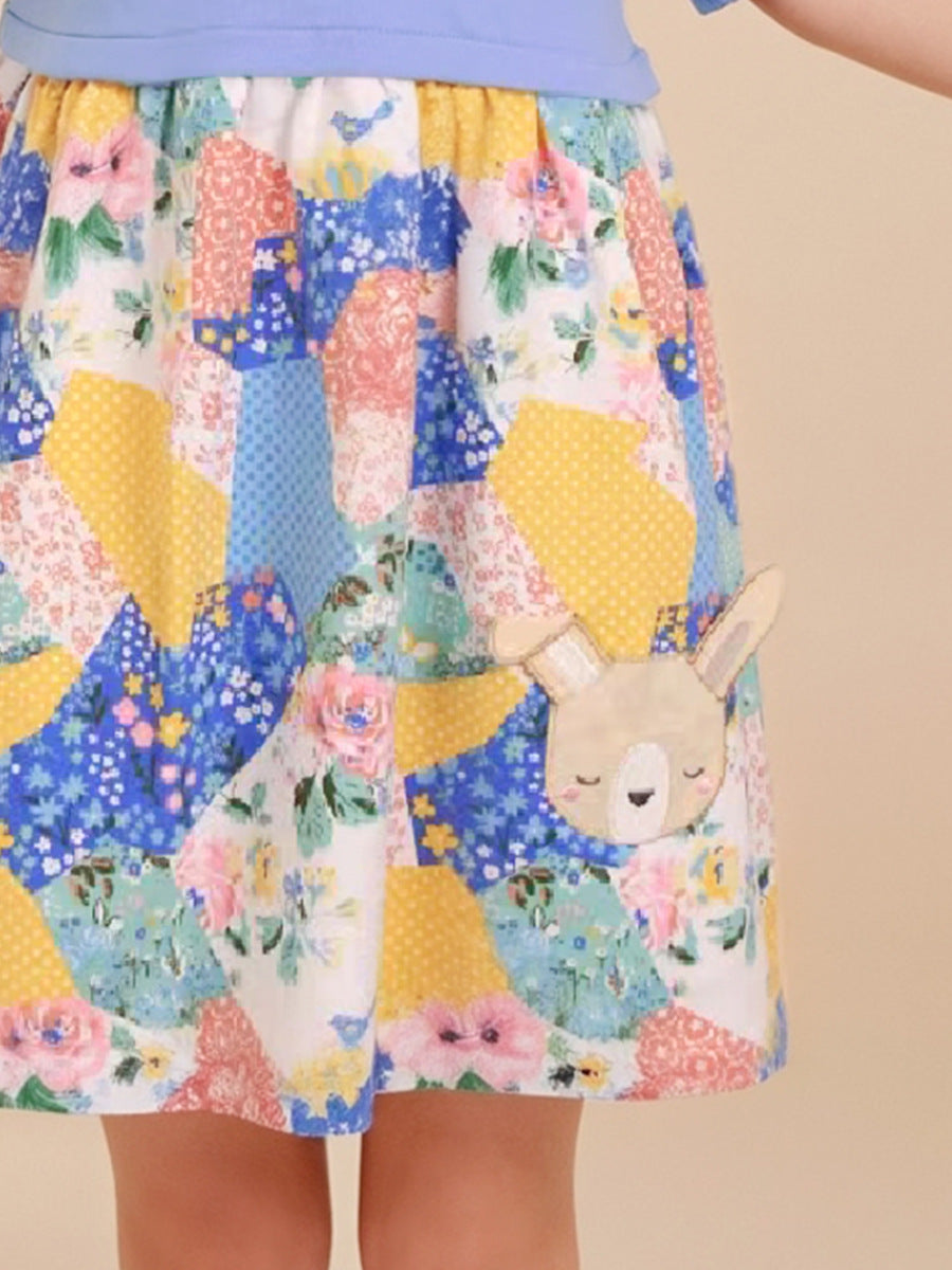 Summer Colorful Dress for Girls, European and American Cute Animals Cartoon Printed Dress