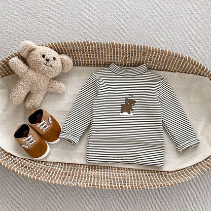 Arrival Autumn Baby Boys Long Sleeves Striped Teddy Top Shirt and Versatile Pants – Matching Set