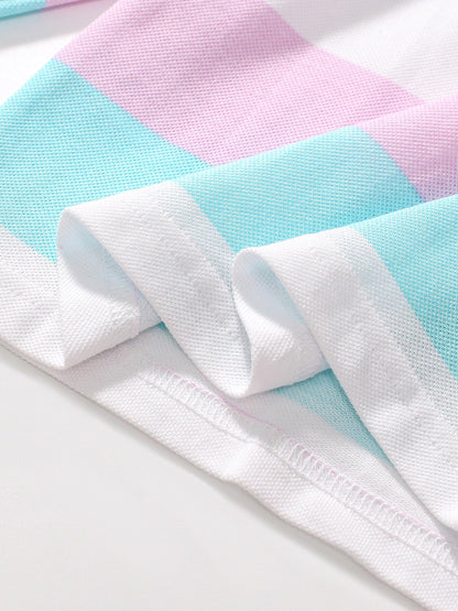 Polo de manga larga con estampado de rayas de colores para niños, nuevo diseño de otoño 