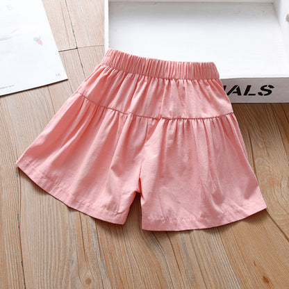 Summer Kids Girls Thin Soft Breathable Bows Attached Casual Shorts