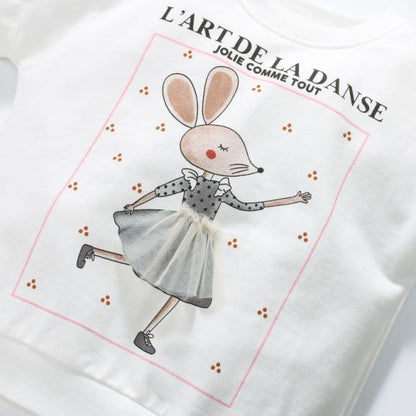 Baby Girl Rabbit Graphic Long Sleeve Cotton Hoodies