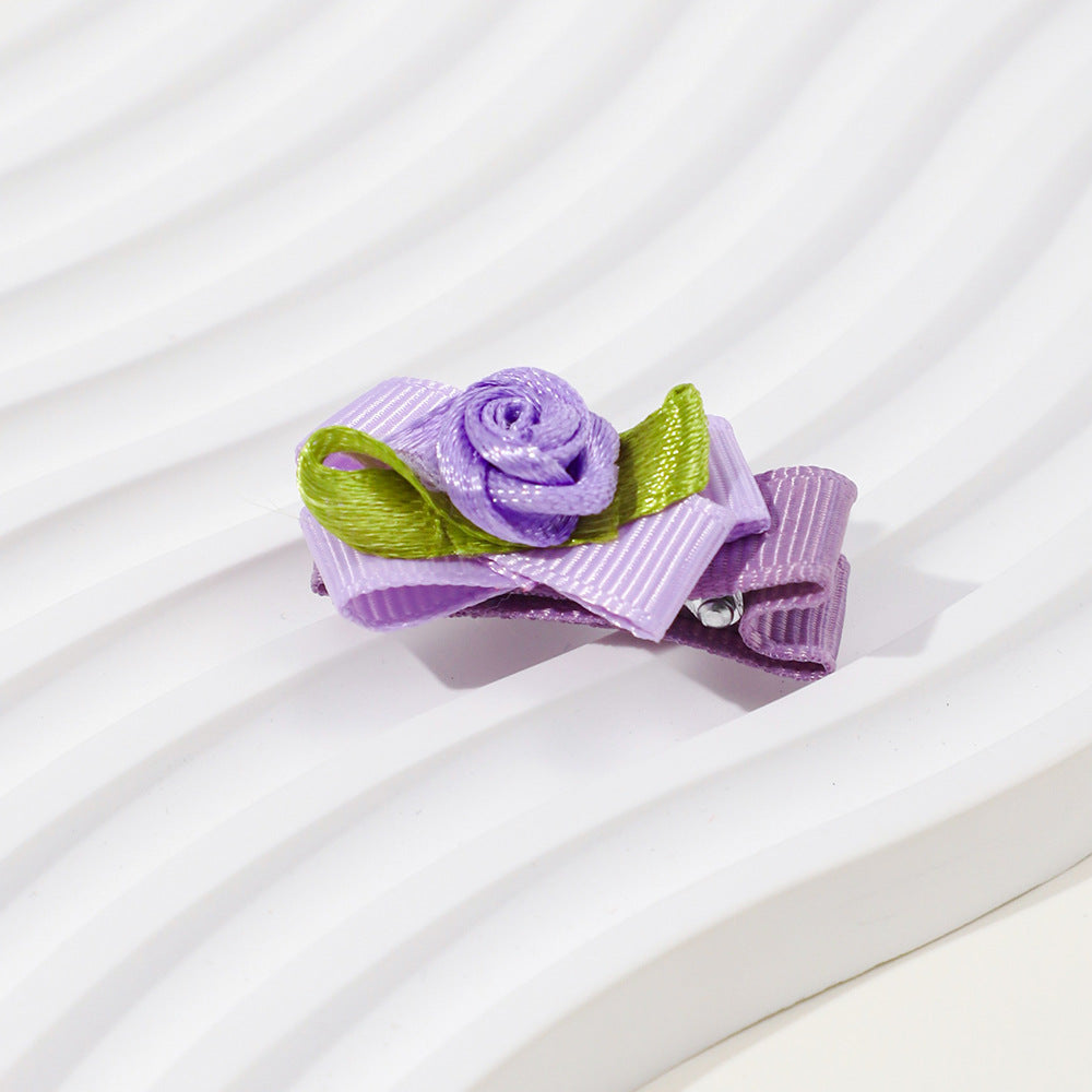 Girls’ Baby Woven Ribbon Bow Mesh Flower Hair Clip for Gentle Hair Clipping