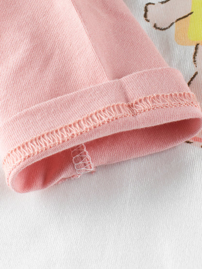 Sudadera con capucha de manga larga con cuello redondo y estampado de letras y dibujos animados de animales para niñas y niños recién llegados de otoño 