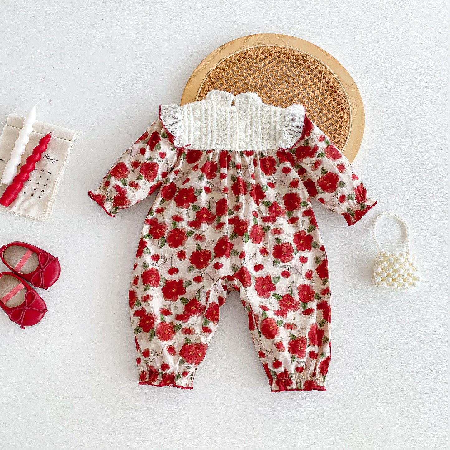 Autumn New Arrival Baby Girls Long Sleeves Floral Print Romper Bodysuits