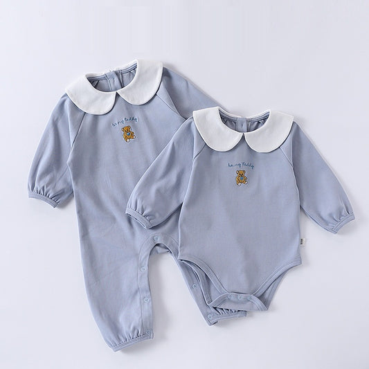 Spring New Arrival Baby Unisex Long Sleeves Teddy Embroidered Pattern Rompers and Onesies