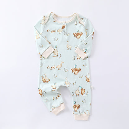 Autumn and Spring New Arrival Baby Unisex Animals Pattern Long Sleeves Crew Neck Rompers