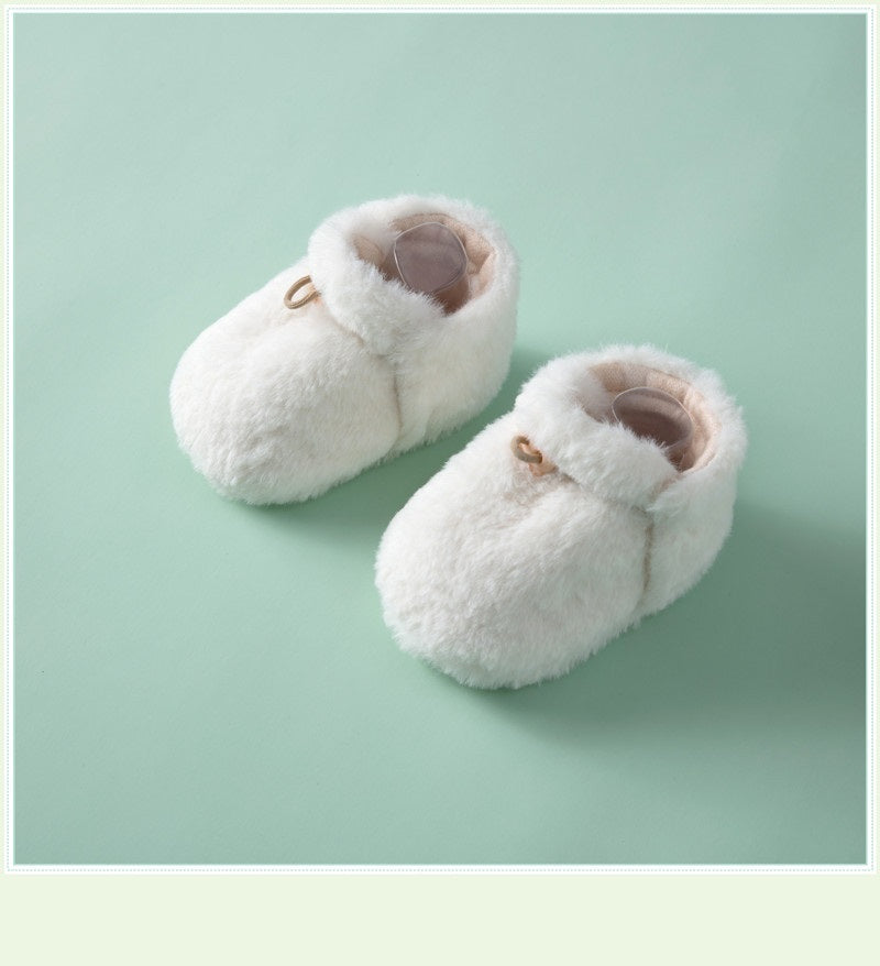 Winter Hot Selling Baby Simple Plain Thickened Fleece-lined Warm Soft Bottom Shoes