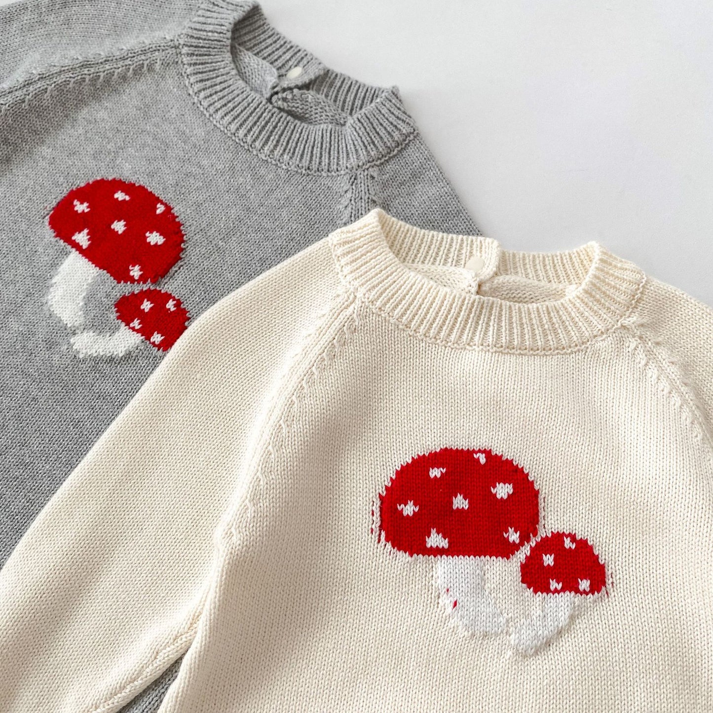 Arrival Autumn Baby Unisex Long Sleeves Mushrooms Jacquard Pattern Knitted Onesies