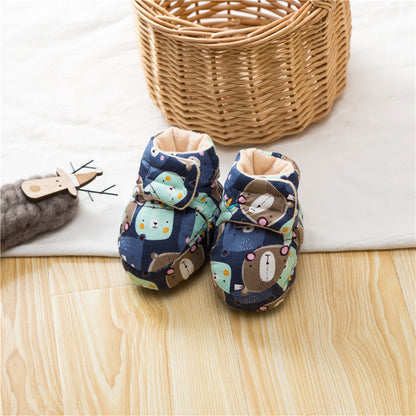 Winter Hot Selling Baby Animals Cartoon Print Fleece-lined Cotton Shoes