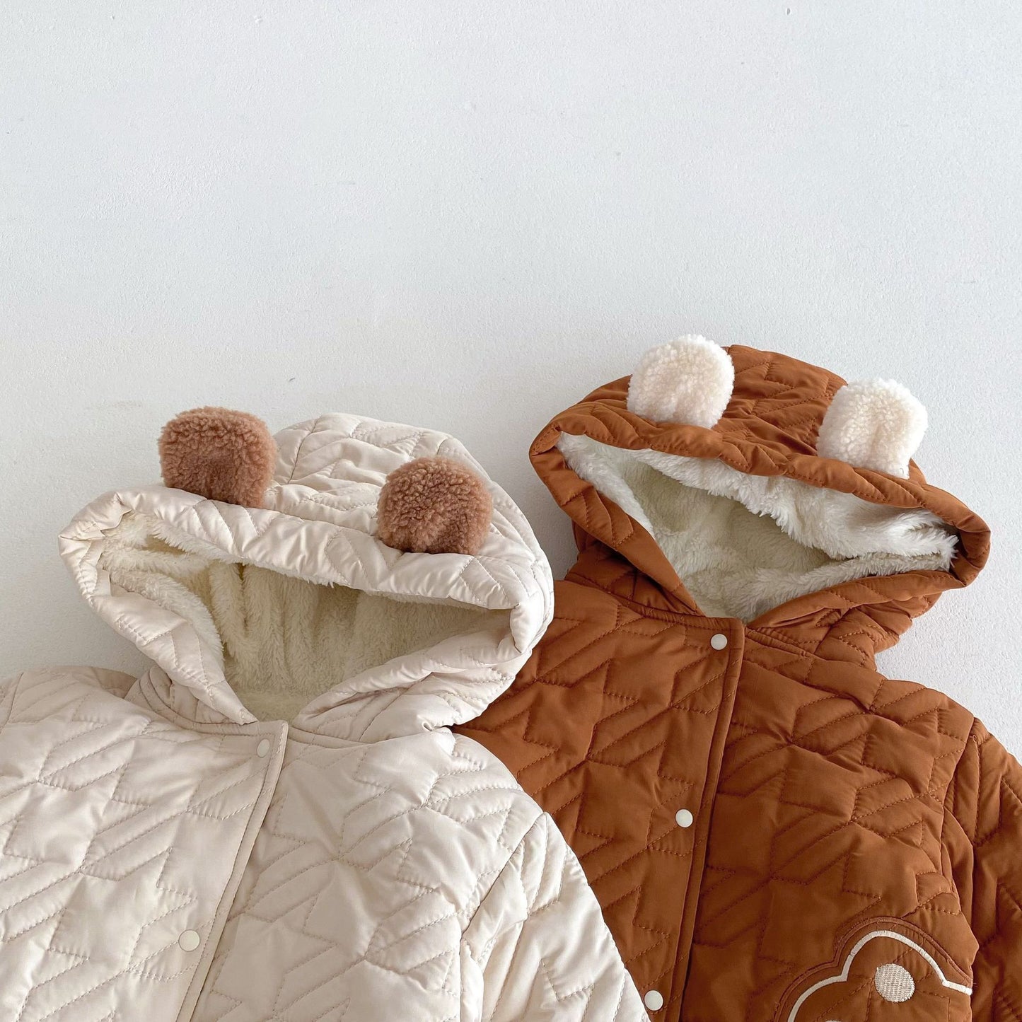 Winter Infant Baby Unisex Teddy Paws Pattern Long Sleeves Coat With Thick Pants Cute Sets