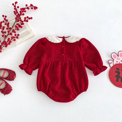 Spring Arrival Baby Girls Cute Color Patchwork Long Sleeves Onesies