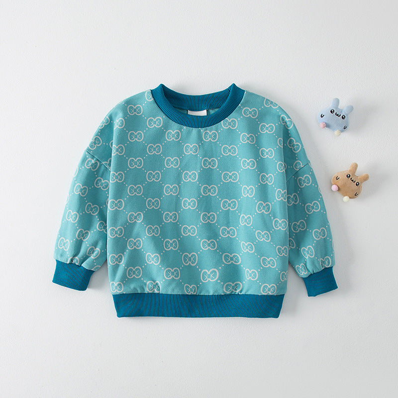 Autumn New Arrival Baby Kids Girls Comfortable Geometric Pattern Knitted Long Sleeves Sweater