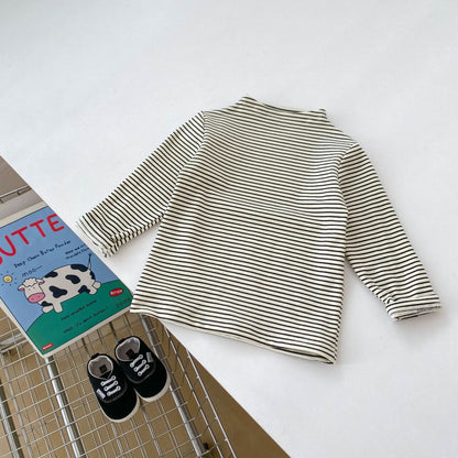 Autumn Baby Kids Unisex Striped Long Sleeves Turtle Neck Top Pullover