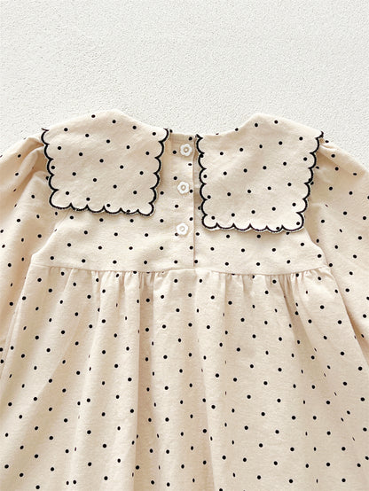 Arrival Baby Girls Long Sleeves Dots Pattern Dress