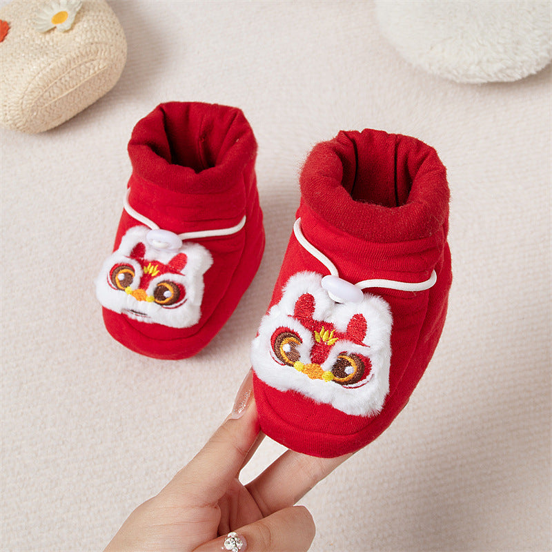 Winter Hot Selling Baby Animals Cartoon Pattern Thicken Cotton-padded Fleece-lined Warm Shoes