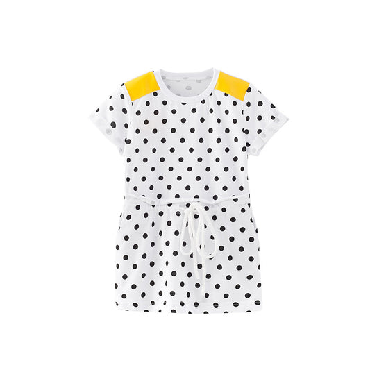 Girls’ Polka Dots Short Sleeves T-Shirt Design Dress In European And American Style For Summer