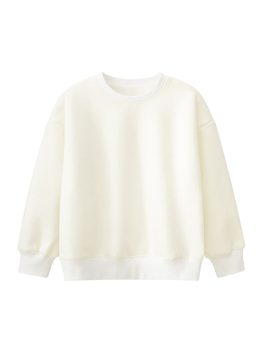 Arrival Baby Kids Plain Solid Color Crew Neck Long Sleeves Warm Cozy Pullover