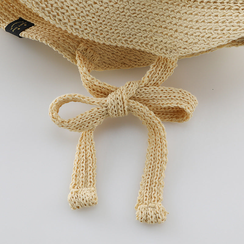 Summer Trendy Straw Hat For Girls, Baby Girl Sun Hat, Thin And Hollowed-Out Design Fisherman Hat