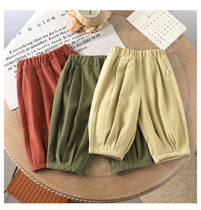 Autumn New Arrival Kids Unisex Soft Comfortable Pure Cotton Long Solid Color Pants