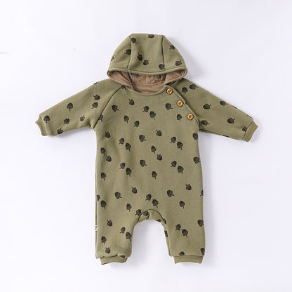 Autumn and Winter New Arrival Baby Unisex Simple Pattern Long Sleeves Casual Thickened Rompers