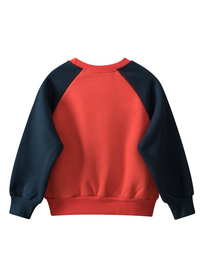 Autumn Baby Kids Boys Letters Pattern Color Patchwork Long Sleeves Crew Neck Top Pullover