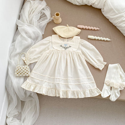 Arrival Autumn Baby Girls Long Sleeves Simple Embroidered Top and Bloomers Clothing Set / Dress