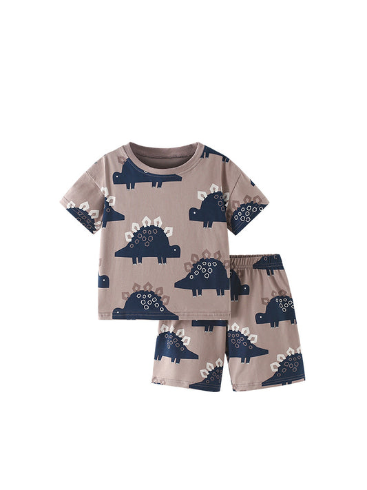 Arrival Summer Baby Kids Unisex Cartoon Dinosaur Pattern T-shirt and Shorts Clothing Set