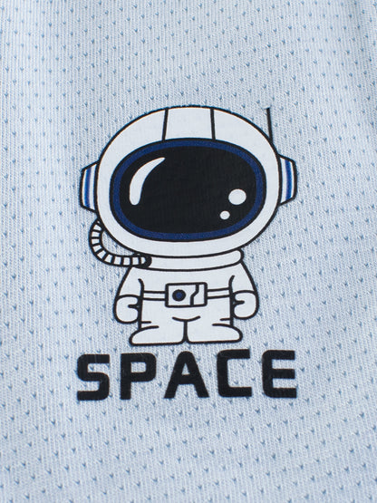 Conjunto de ropa interior transpirable tipo bóxer con estampado de dibujos animados de astronautas sencillos para niños 