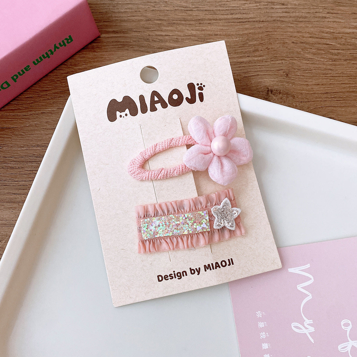 Nueva colección de pinzas para el pelo con forma de mariposa, dulces y versátiles, en tonos rosados 