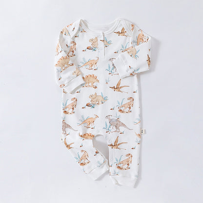 Autumn and Spring New Arrival Baby Unisex Animals Pattern Long Sleeves Crew Neck Rompers