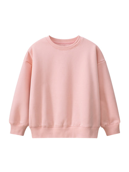 Arrival Baby Kids Plain Solid Color Crew Neck Long Sleeves Warm Cozy Pullover