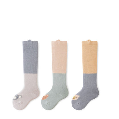 Winter/Autumn Pairs Baby Over-the-Knee Color Patchwork Socks in Combed Cotton for Warmth and Comfort