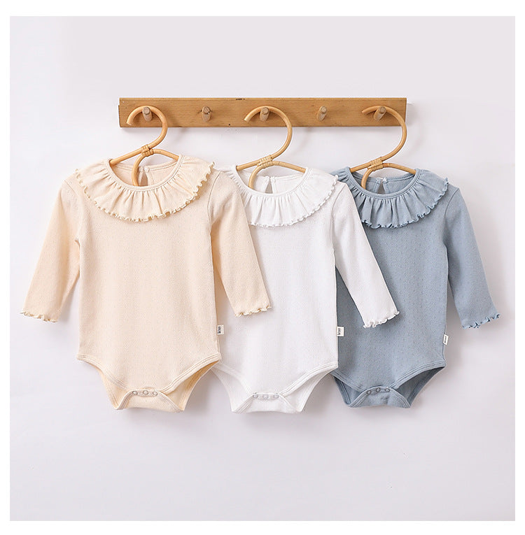 Autumn Hot Selling Baby Girls Simple Casual Solid Color Onesies Bodysuits