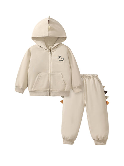 High Quality Spring And Autumn Boys Dinosaur Design Long Sleeves Top Zip-Up Hoodie And Pants Clothing Set