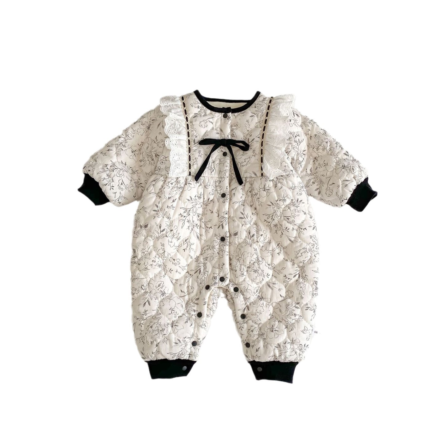 Arrival Baby Girls Floral Pattern Single Breasted Thick Romper