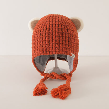 Winter and Autumn Plaid Pattern Warm Balaclava for Baby: Sweet Cute Ear Protector Hat