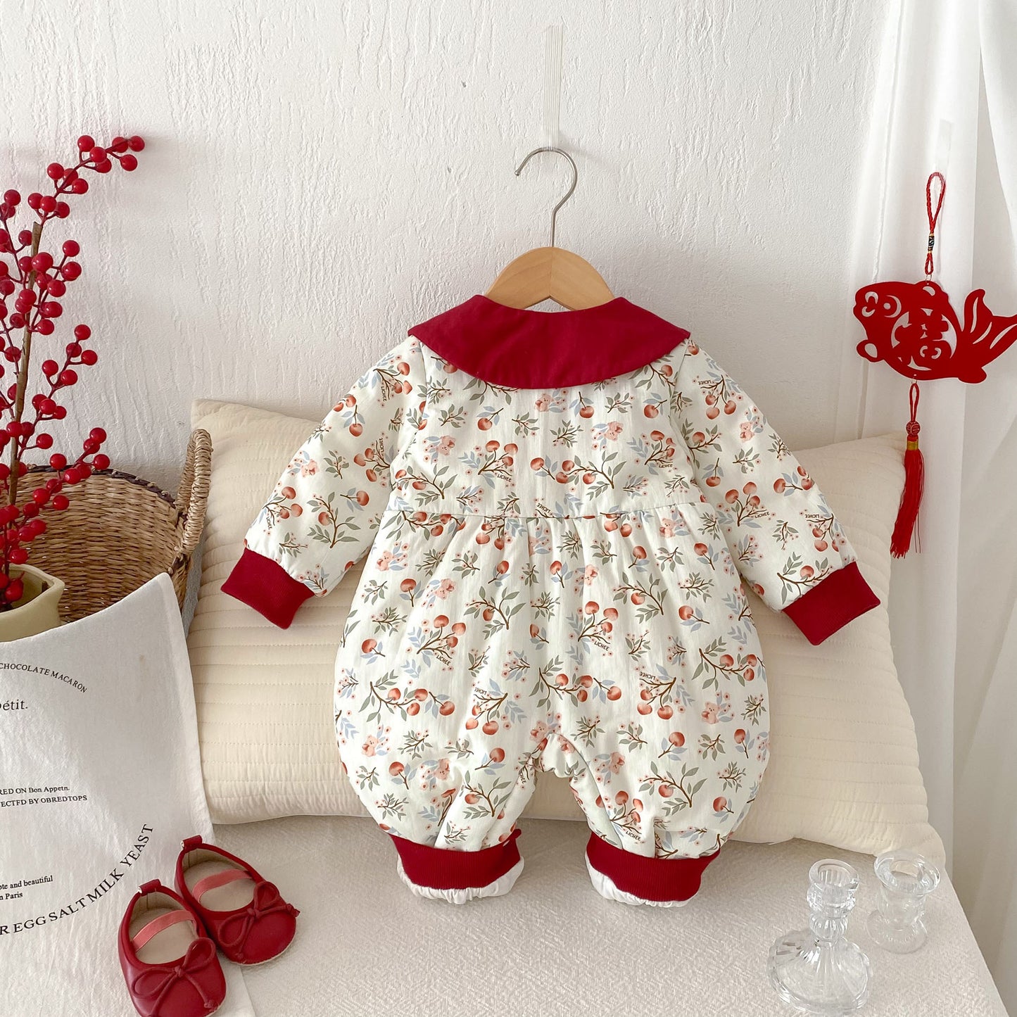 Arrival Baby Girls Flowers and Fruits Pattern Warm Padded Thick Romper