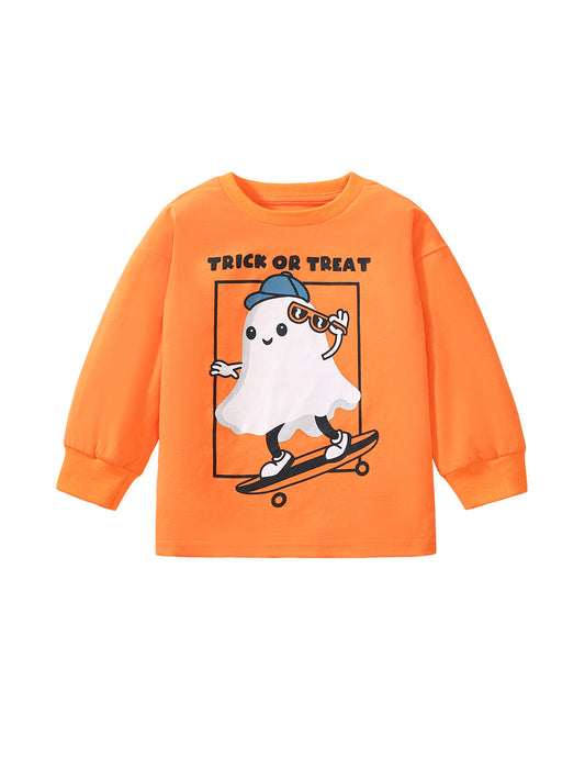 Arrival Autumn Kids’ Long Sleeves Little Ghost Pattern T-Shirt In European And American Style For Summer