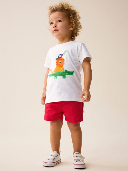 Summer Baby Kids Animals Cartoon Pattern T-shirt and Shorts Clothing Set for Boys