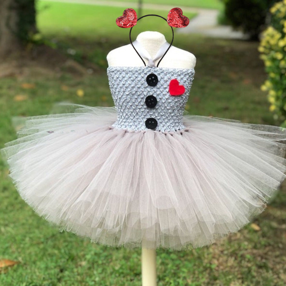 Conjunto de disfraz de Halloween para niñas: vestido de tul con estampado de espiga sin mangas y parches con accesorios – Conjuntos 