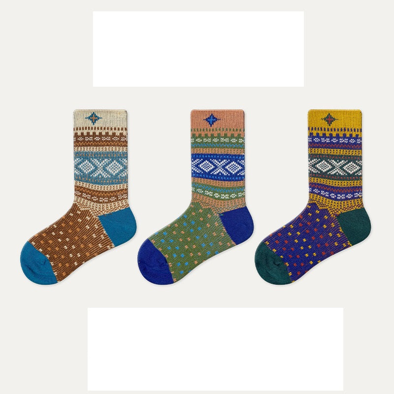 Kids Unisex Vintage Pattern Comfortable Crew Socks Set