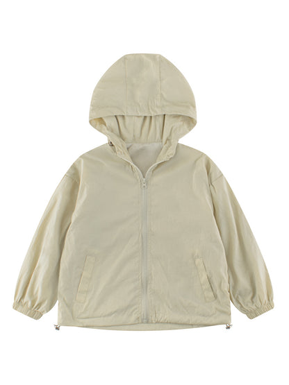 Arrival Kids Unisex Solid Color Hooded Zip-up Coat