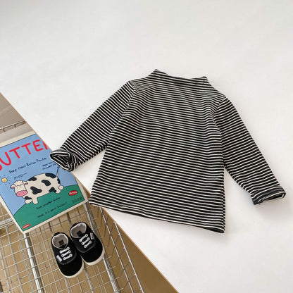 Autumn Baby Kids Unisex Striped Long Sleeves Turtle Neck Top Pullover