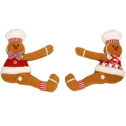 Cartoon Gingerbread Man Window Curtain Decoration for Christmas Party Play Doll