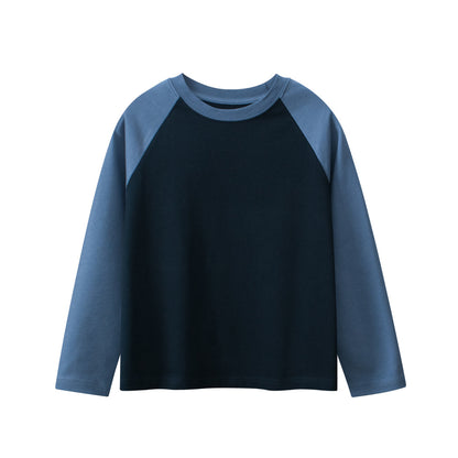 Arrival Baby Kids Color Patchwork Crew Neck Long Sleeves Casual Top