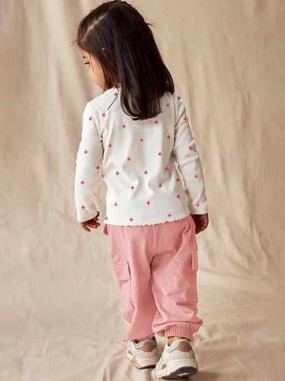 Spring And Autumn Girls Casual Simple Star Print Long Sleeves Top T-Shirt And Pants Clothing Set